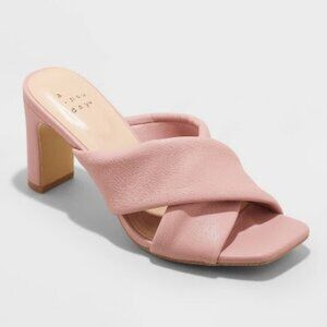 A New Day Clementine Padded Crossband Block Heel Mule Dark Pink Size 6
